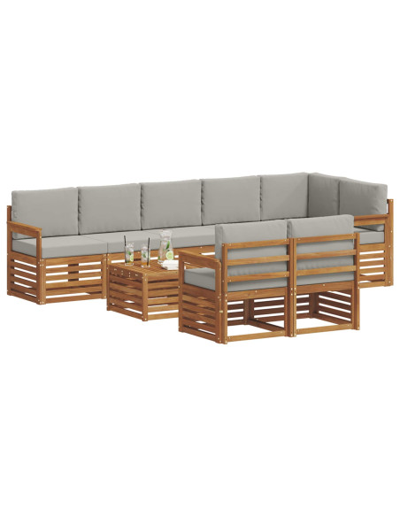 Set divani con cuscino 9 pcs Grigio Naturale e Chiaro