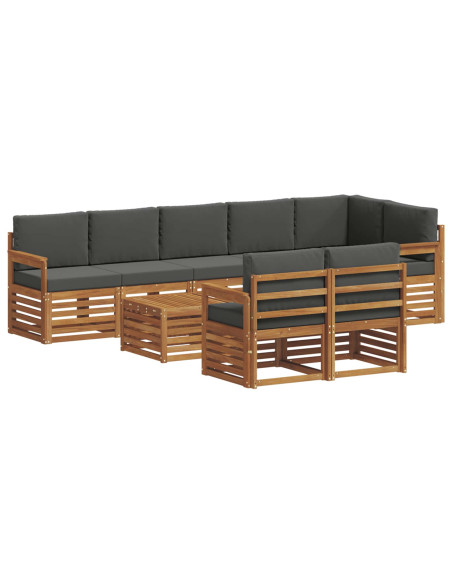 Set divani 9 pcs Naturale e Antracite Legno di Acacia Massello