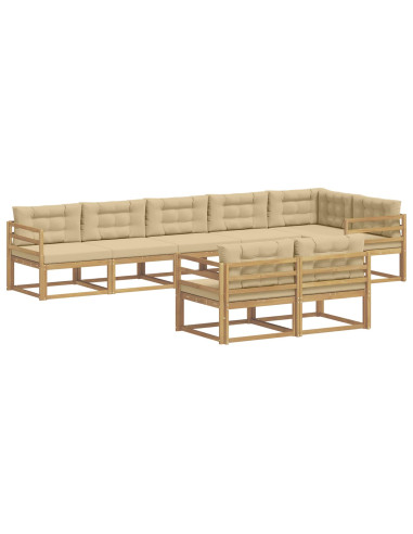 Set di divani da esterno 6 pcs Bianco e Beige Poliestere