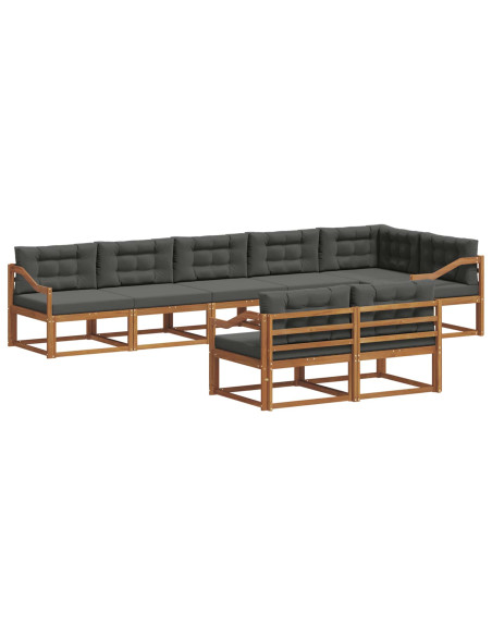 Set di divani da esterno con cuscino 8 pcs Naturale e Antracite