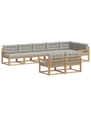Set di divani da esterno 6 pcs Bianco e Grigio Chiaro