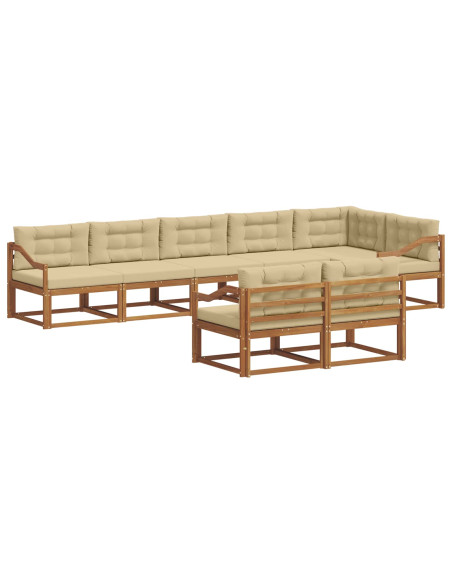 Set di divani da esterno con cuscino 8 pcs Naturale e Beige