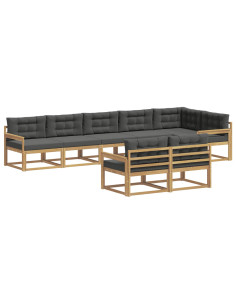 Set di divani da esterno 6 pcs Bianco e Antracite Poliestere 2