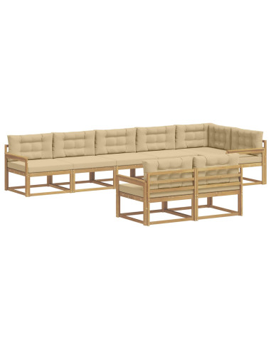 Set di divani da esterno 6 pcs Bianco e Beige Poliestere