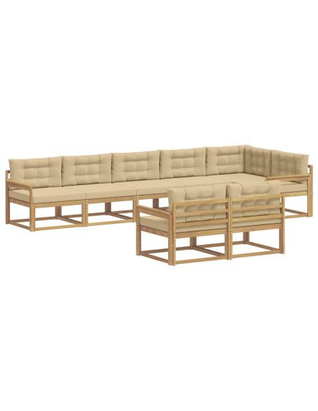 Set di divani da esterno 6 pcs Bianco e Beige Poliestere