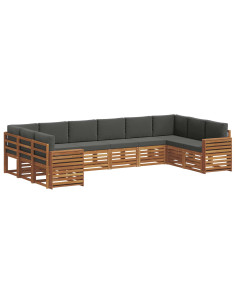 Set divani 10 pcs Naturale e Antracite Legno di Acacia Massello 2