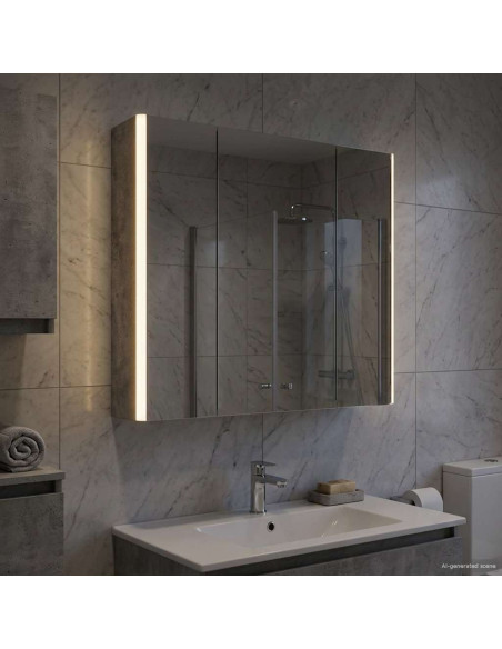 Mobiletto per specchio da bagno Grigio cemento
