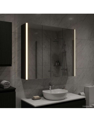 Mobiletto per specchio da bagno Rovere Nero 73.5 x 15.5 x 70 cm