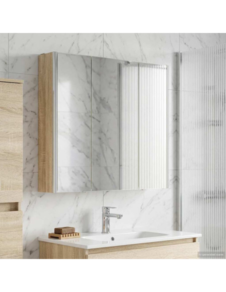 Mobiletto per specchio da bagno con lo scaffale Rovere Sonoma