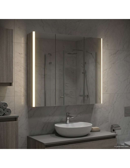 Mobiletto per specchio da bagno con lo scaffale Grigio Sonoma
