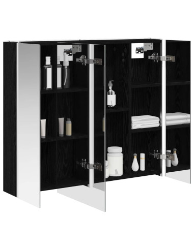 Mobiletto per specchio da bagno Rovere Nero 83,5 x 15,5 x 70 cm