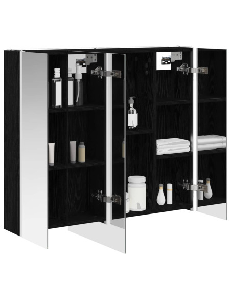 Mobiletto per specchio da bagno Rovere Nero 83,5 x 15,5 x 70 cm