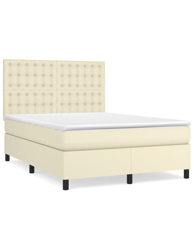 Giroletto a Molle con Materasso Crema 140x200 cm in Similpelle