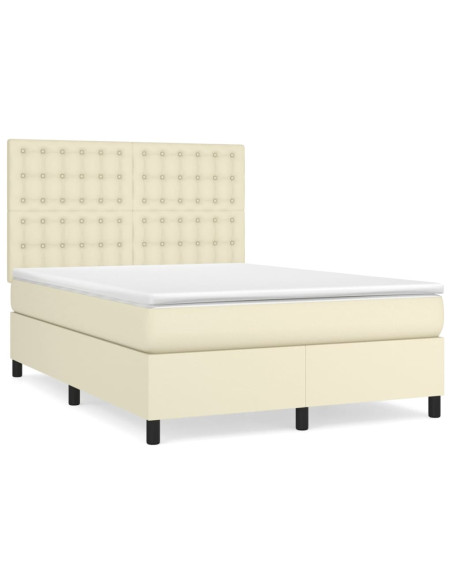 Giroletto a Molle con Materasso Crema 140x200 cm in Similpelle