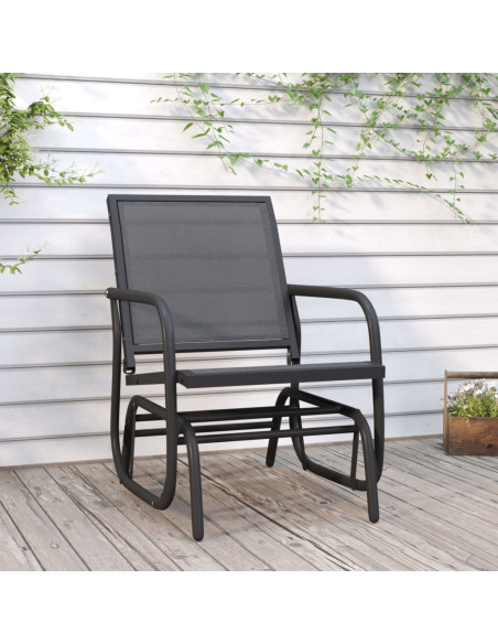 Sedia a Dondolo da Giardino Nera 61x76x87cm Textilene e Acciaio