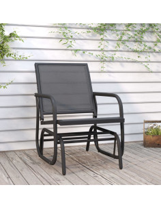 Sedia a Dondolo da Giardino Nera 61x76x87cm Textilene e Acciaio 2