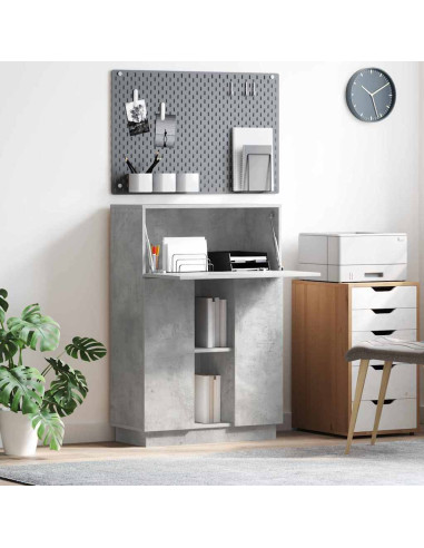 Scrivania con lo scaffale Grigio cemento 71,5 x 31,5 x 106,5 cm