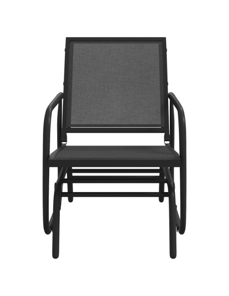 Sedia a Dondolo da Giardino Nera 61x76x87cm Textilene e Acciaio