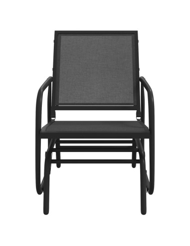 Sedia a Dondolo da Giardino Nera 61x76x87cm Textilene e Acciaio