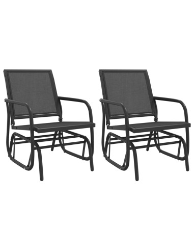 Sedie a Dondolo Giardino 2pz Nere 61x76x87 Textilene e Acciaio