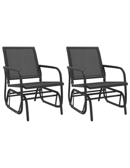 Sedie a Dondolo Giardino 2pz Nere 61x76x87 Textilene e Acciaio