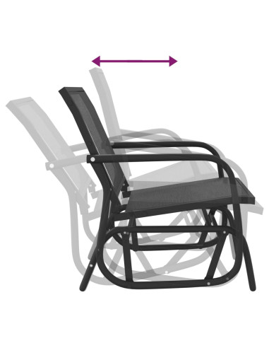 Sedie a Dondolo Giardino 2pz Nere 61x76x87 Textilene e Acciaio