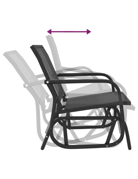 Sedie a Dondolo Giardino 2pz Nere 61x76x87 Textilene e Acciaio