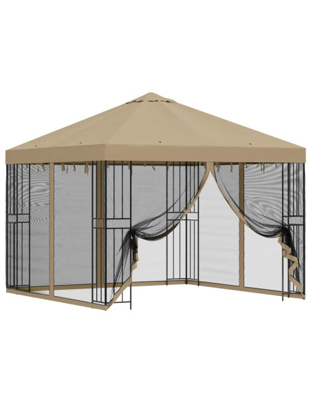 Gazebo da giardino con pareti laterali 3 x 3 m Beige