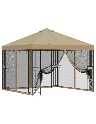 Gazebo da giardino con pareti laterali 3 x 3 m Beige