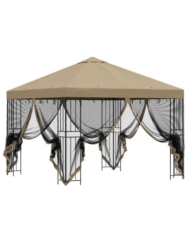 Gazebo da giardino con pareti laterali 3 x 3 m Beige