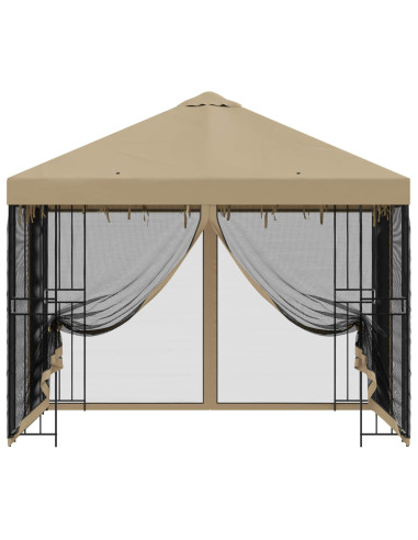 Gazebo da giardino con pareti laterali 3 x 3 m Beige