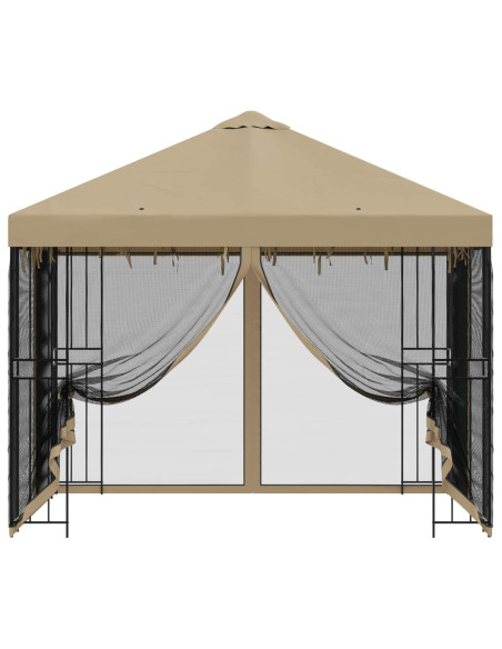 Gazebo da giardino con pareti laterali 3 x 3 m Beige