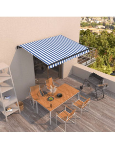 Tenda da Sole Retrattile Manuale 400x300 cm Blu e Bianca
