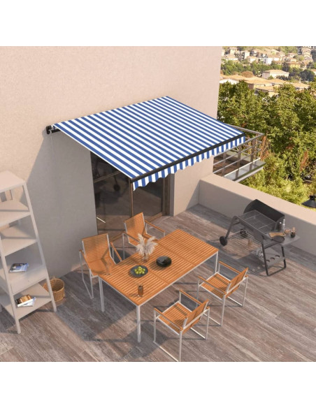 Tenda da Sole Retrattile Manuale 400x300 cm Blu e Bianca