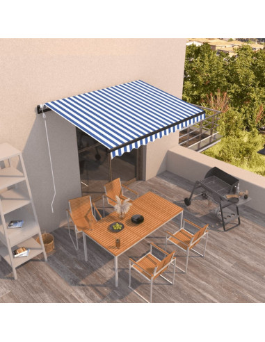 Tenda da Sole Retrattile Automatica 400x300 cm Blu e Bianca