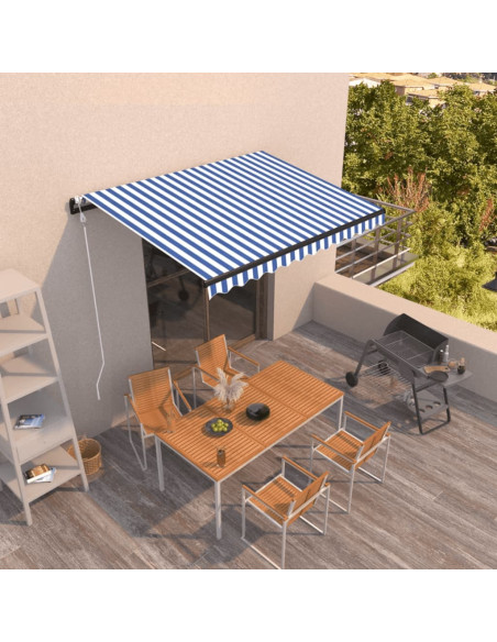 Tenda da Sole Retrattile Automatica 400x300 cm Blu e Bianca