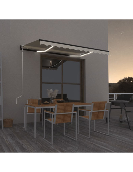 Tenda Automatica con Sensore Vento e LED 400x300 cm Crema