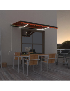 Tenda Automatica Sensore Vento e LED 400x300 cm Arancio Marrone