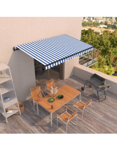 Tenda da Sole Retrattile Automatica 450x300 cm Blu e Bianca