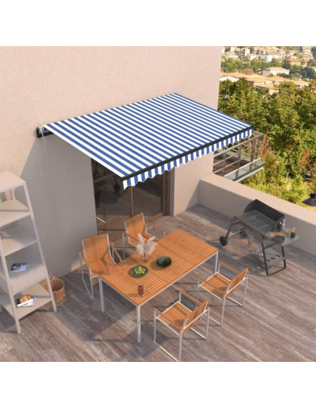 Tenda da Sole Retrattile Automatica 450x300 cm Blu e Bianca