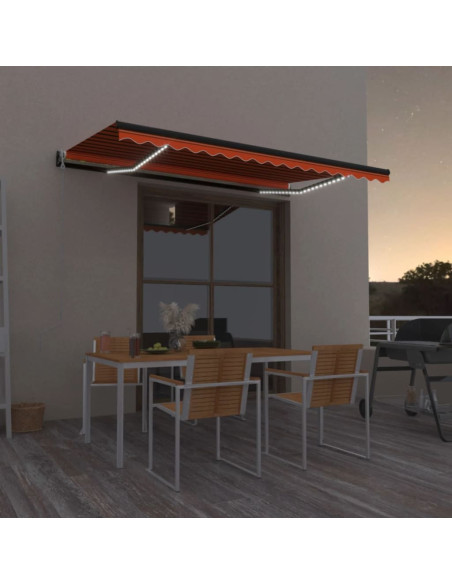 Tenda Automatica Sensore Vento e LED 450x300 cm Arancio Marrone