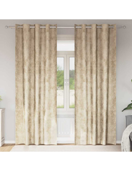 Tende in Velluto con tende 2 pcs Crema 260 x 140 cm Velluto