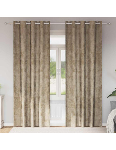 Tende in Velluto con tende 2 pcs Champagne 225 x 140 cm Velluto