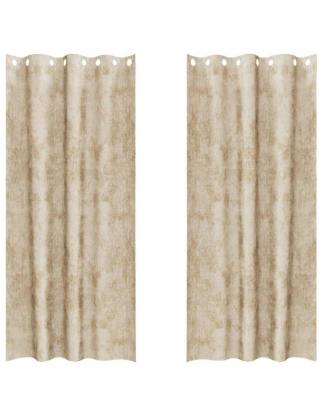 Tende in Velluto con tende 2 pcs Crema 260 x 140 cm Velluto