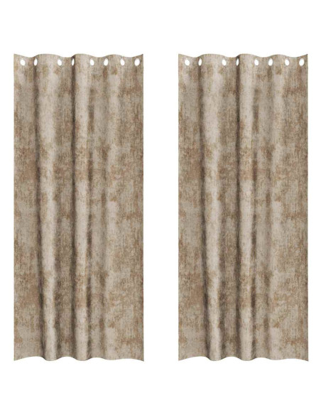 Tende in Velluto con tende 2 pcs Champagne 260 x 140 cm Velluto