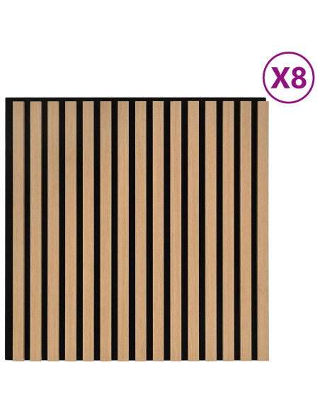 Pannelli da parete 8 pcs Naturale 60,5 x 60 cm