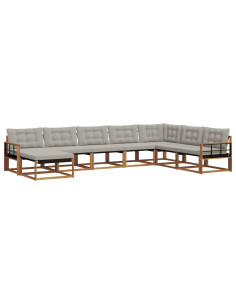 Set di divani da esterno 24 pcs Grigio Naturale e Chiaro 2