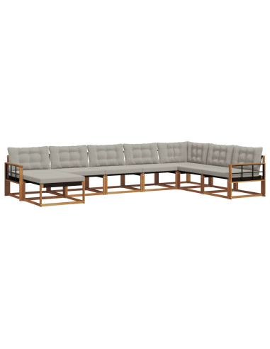 Set di divani da esterno 24 pcs Grigio Naturale e Chiaro
