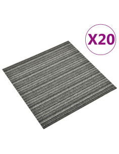 Tappeto 20 pcs Antracite Striato 50 x 50 cm 100% Polipropilene 2