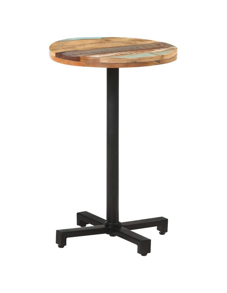 Tavolo da Bistrot Rotondo Ø50x75 cm Legno Massello di Recupero